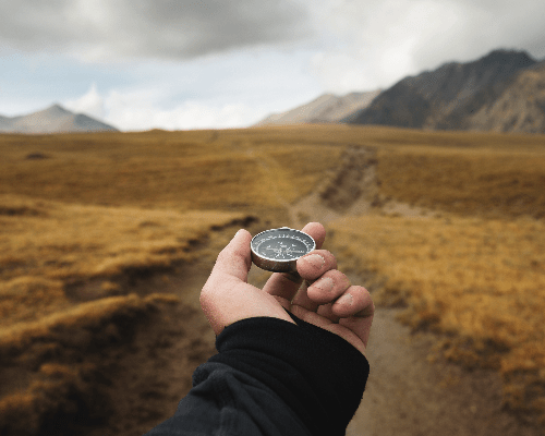 A compass pointing towards a corporate vision