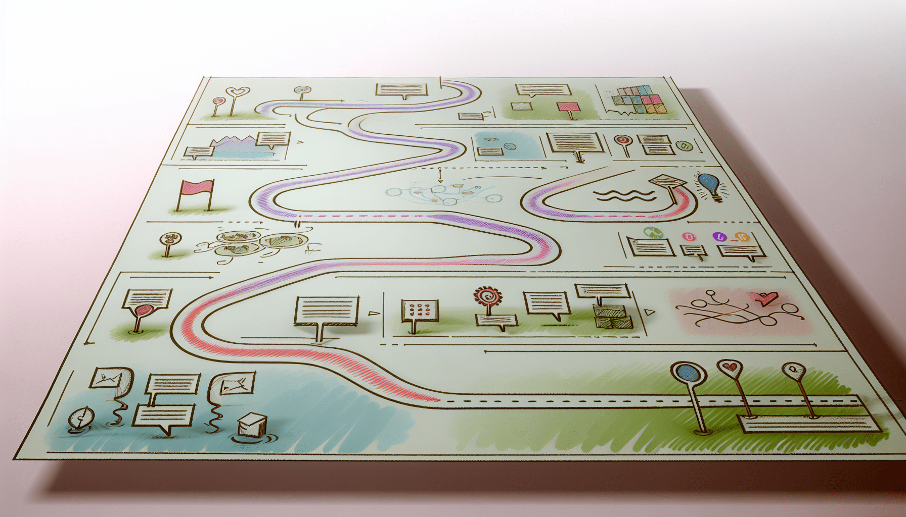 A roadmap leading towards strategic goals, depicting setting strategic goals and objectives